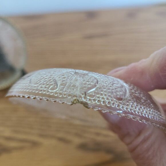 Jeannette Harp Depression Pressed Glass Coaster Trinket Dishes Gold Beaded Rim - Picture 9 of 15
